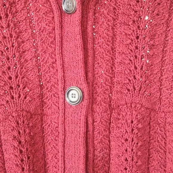 Cache Sweater Fur Red Burgandy Large Womans - Picture 4 of 10